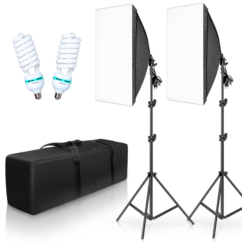 Photography Lighting Kit Photo box Professional Studio Continuous Equipment with 2 Bulbs E27 Socket 50cm*70cm Softbox
Photography Lighting Kit Photo box Professional Studio Continuous Equipment with 2 Bulbs E27 Socket 50cm*70cm Softbox