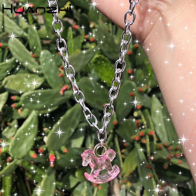 HUANZHI 2020 New Punk Harajuku Pink Transparent Acrylic Trojan Pendant Animal Choker Chain Necklace for Women Girls Party
HUANZHI 2020 New Punk Harajuku Pink Transparent Acrylic Trojan Pendant Animal Choker Chain Necklace for Women Girls Party