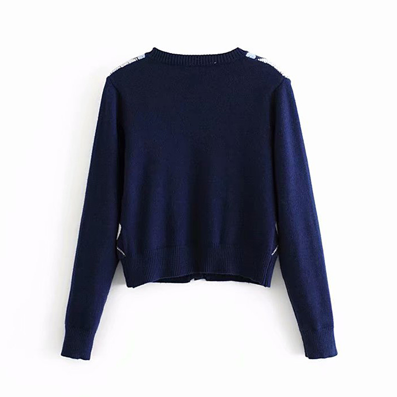 vintage stylish geometric rhombic cardigan sweater women fashion autumn warm long sleeve outerwear chic england style tops