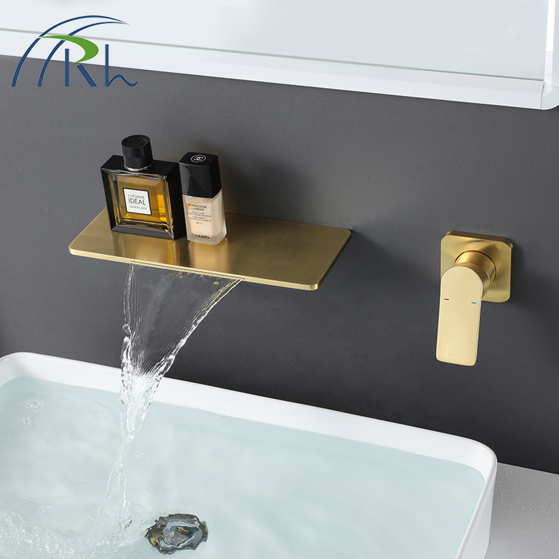 In-wall concealed basin faucet Cross-border golden waterfall faucet split full brass body
In-wall concealed basin faucet Cross-border golden waterfall faucet split full brass body