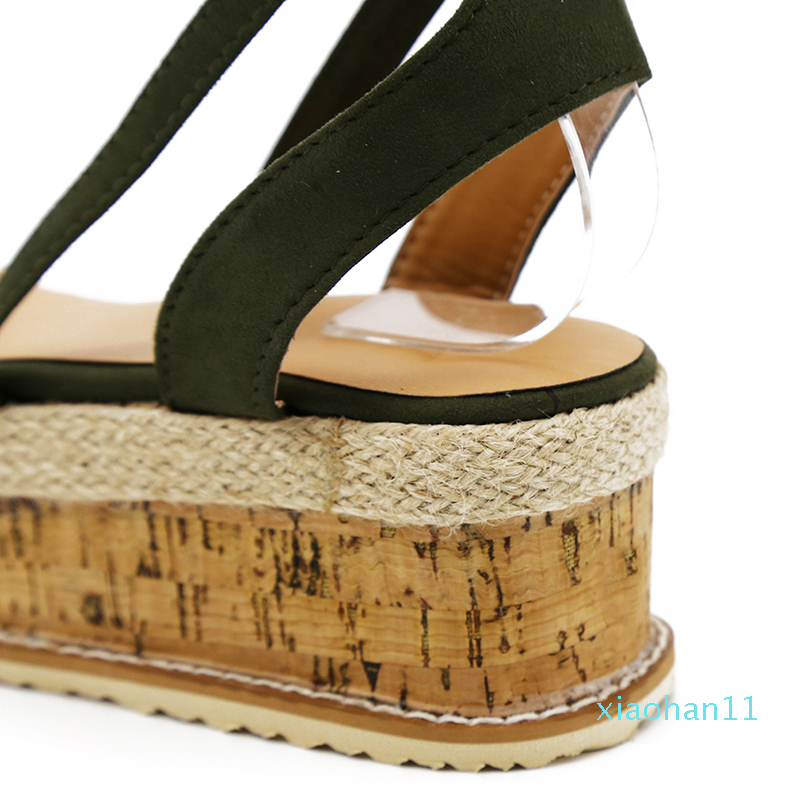 Hot Sale- Summer White Wedge Women Sandals Open Toe Sandals Women Casual Lace Up Platform Sandals