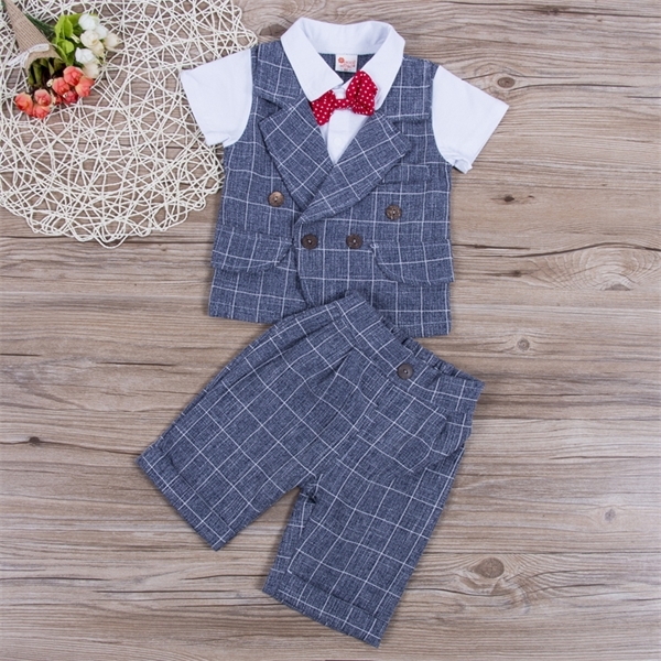 FOCUSNORM New Formal Toddler Baby Boys Gentleman Outfits Suit Bow Tie Tops+Pants 2PCS Party Clothes