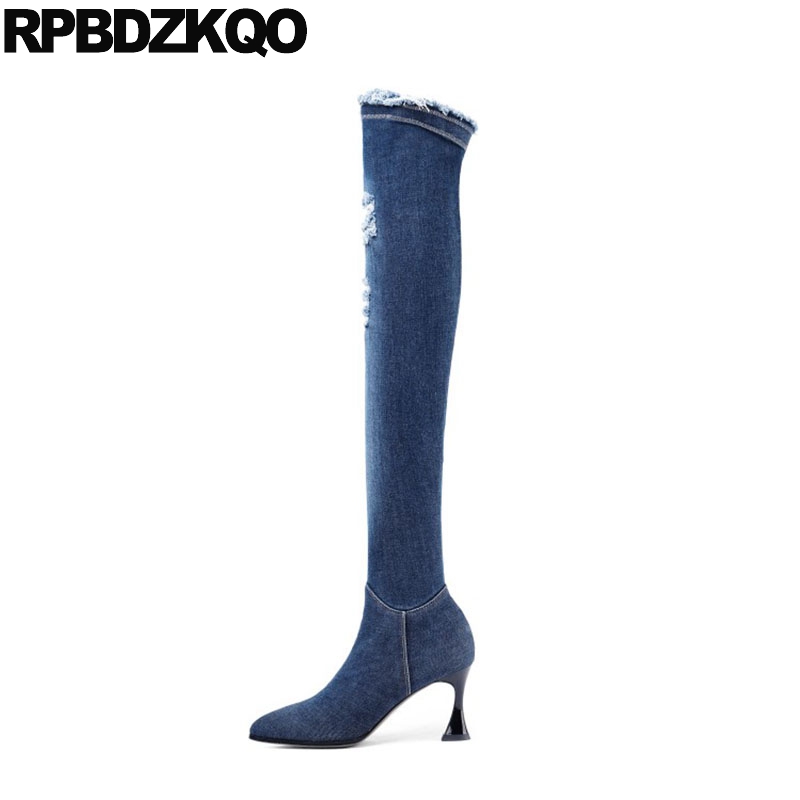 10 designer over the knee jeans winter shoes european fur blue denim boots women pointed toe stiletto big size high heel slim 
10 designer over the knee jeans winter shoes european fur blue denim boots women pointed toe stiletto big size high heel slim