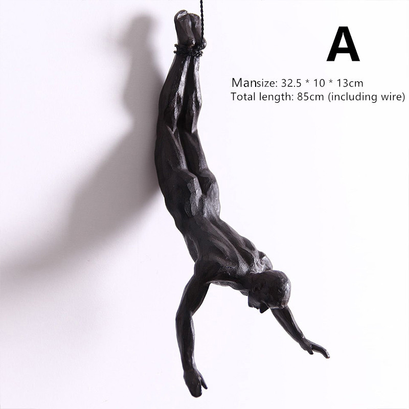 Creative Rock Climbing Men Sculpture Wall Hanging Decorations Resin Statue Figurine Crafts Home Furnishings Decor Accessories LJ200904