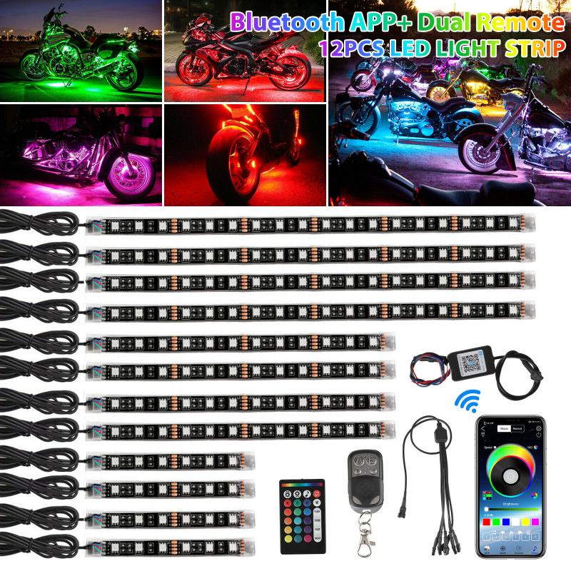 12PCS RGB bluetooth Motorcycle LED Light Accent Glow Neon Strip APP Control Kit 12V Lamp Decoration Strip
12PCS RGB bluetooth Motorcycle LED Light Accent Glow Neon Strip APP Control Kit 12V Lamp Decoration Strip