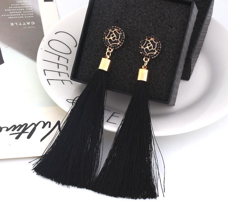 Crystal Long Tassel Drop Earrings For women Ethnic Geometric Rose flower Sign Dangle Statement Earring 2019 Fashion Jewelry in Bulk GD505