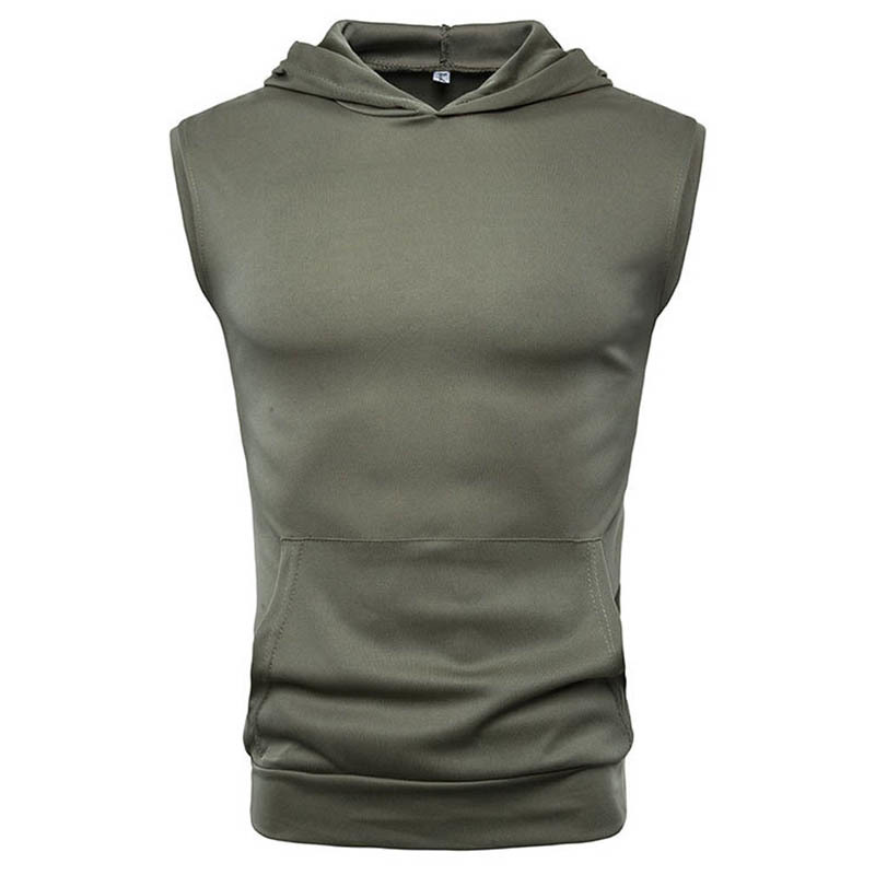 Mens Muscle Hoodie Tank Sleeveless Bodybuilding Gym Workout Fitness Shirts Vest Masculina Tops Men's Clothing MX200815