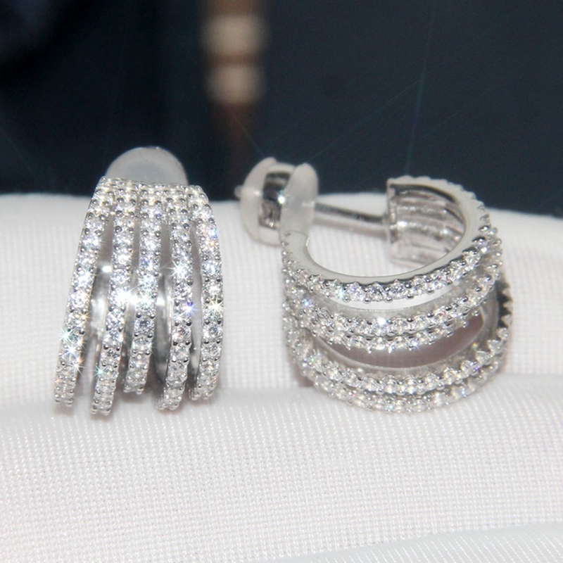 Fashion 925 Sterling Silver Multi Circle Round Stud Earrings Paved CZ Zircon Stone ROMECE Round Earrings Women Wedding Jewelry
Fashion 925 Sterling Silver Multi Circle Round Stud Earrings Paved CZ Zircon Stone ROMECE Round Earrings Women Wedding Jewelry