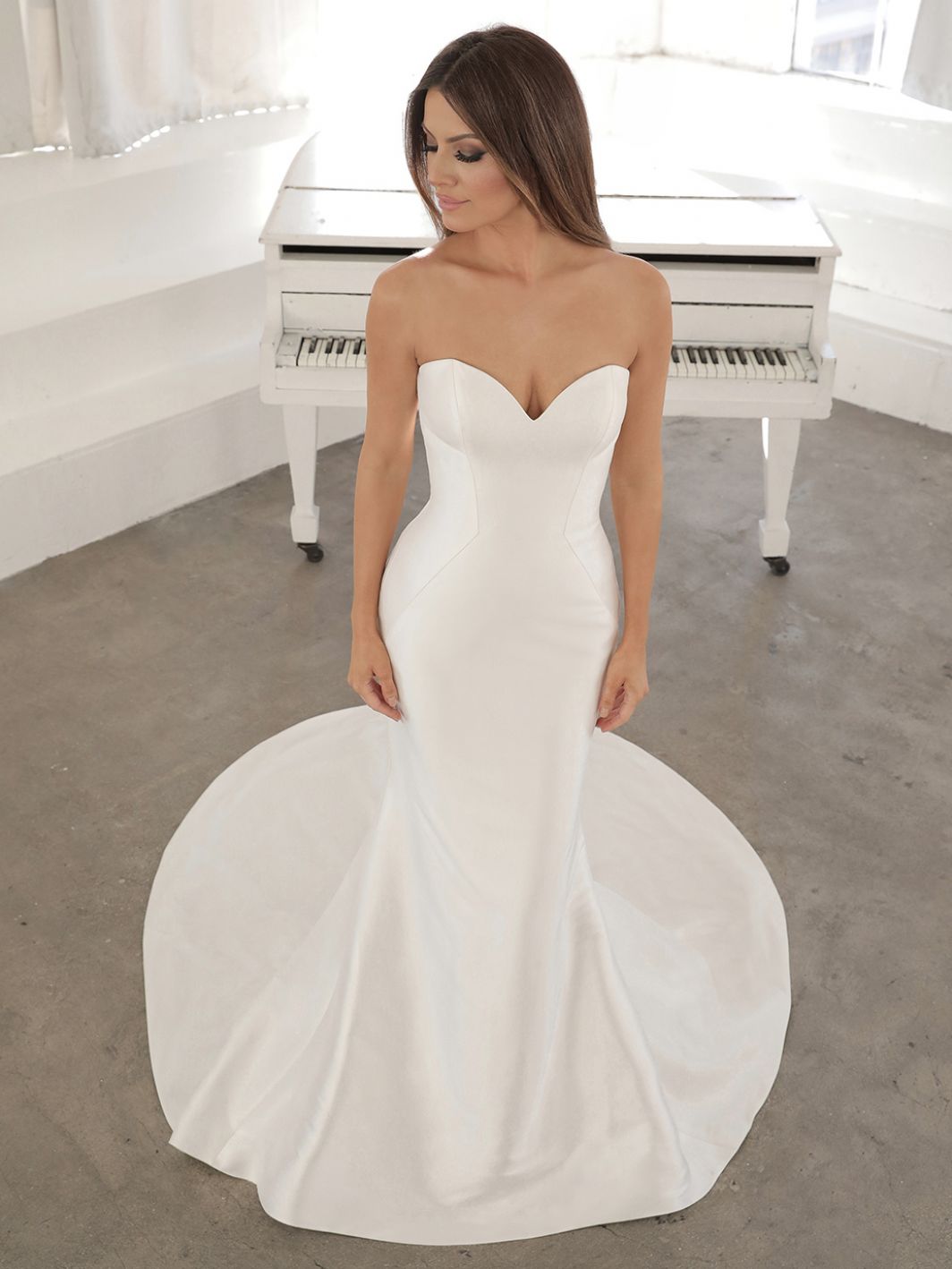 Mermaid Ivory Lace Wedding Dresses With Detachable Train Strapless Neck Bridal Gowns Plus Size Covered Buttons Back Robe De Mari E
