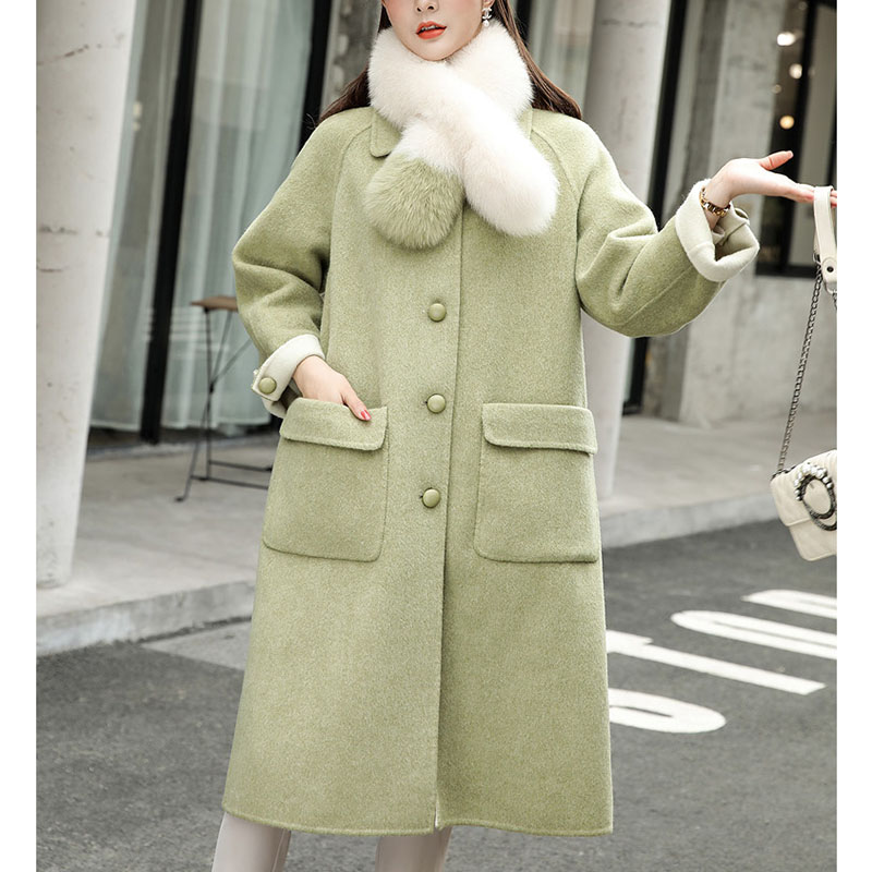 Women Spring Plus Size Wool Blended Coat With Real Fur Collar 2020 New Fashion Loose Female Outwear Ladies Casual Wool Coat, Green
Women Spring Plus Size Wool Blended Coat With Real Fur Collar 2020 New Fashion Loose Female Outwear Ladies Casual Wool Coat, Green
