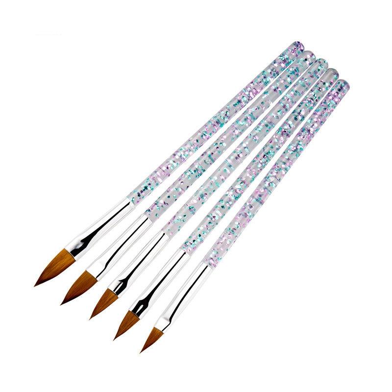 DHL 5Pcs/set Nail Art Crystal Brush UV Gel Builder Painting Dotting Pen Cepillo Para Las Unas Carving Tips Manicure Salon Tools Nail Brush
