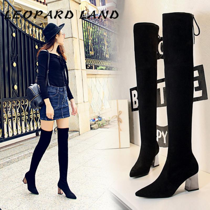 LEOPARD LAND Hose Women's Boots Chunky High Heel Pointed Sexy Slimming Nightclub Pedicure Over-the-Knee Boots DS-336-13, Black
LEOPARD LAND Hose Women's Boots Chunky High Heel Pointed Sexy Slimming Nightclub Pedicure Over-the-Knee Boots DS-336-13, Black