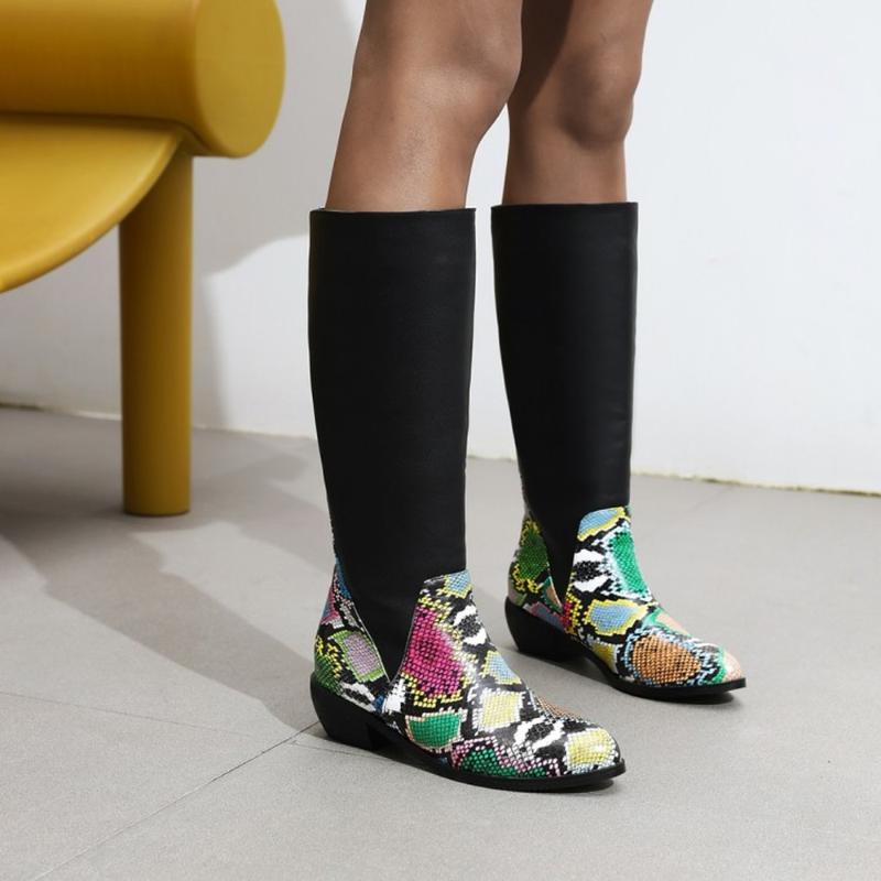 US4-13 Womens Round Toe Snake Patter Stitching PU Leather Knee Thigh High Boots Chunky Heel Pull On Shoes Riding Plus Size
US4-13 Womens Round Toe Snake Patter Stitching PU Leather Knee Thigh High Boots Chunky Heel Pull On Shoes Riding Plus Size