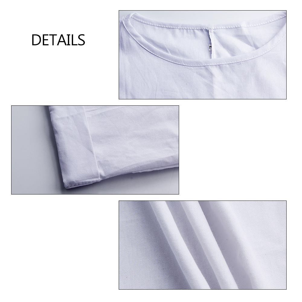 Cotton Linen White Maxi Dress Women Spring Summer Loose Plus Size Big Hem Boho Robe Long Dresses Three-Quarter Sleeve Kaftan 5XL Y200601