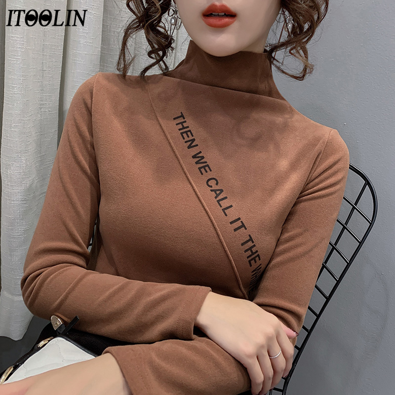 ITOOLIN Sanding Plush Women' shirts Women' t-shirt 2020 harajuku shirt kpop Turtleneck plus size women pullovers autumn winter, Blue 
ITOOLIN Sanding Plush Women' shirts Women' t-shirt 2020 harajuku shirt kpop Turtleneck plus size women pullovers autumn winter, Blue