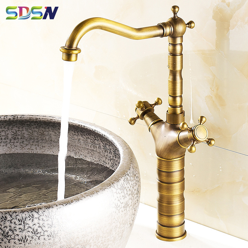 Tall Antique Faucet for Bathroom Basin Water Tap Dual Handles Wash-basin Sink-mixers Bath Faucet-mixers Modern Water-mixers
Tall Antique Faucet for Bathroom Basin Water Tap Dual Handles Wash-basin Sink-mixers Bath Faucet-mixers Modern Water-mixers