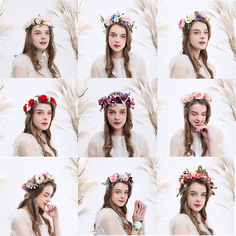 Adjustable floral headband Flower Headband Wedding Flower Crown Wreath Hair Accessories