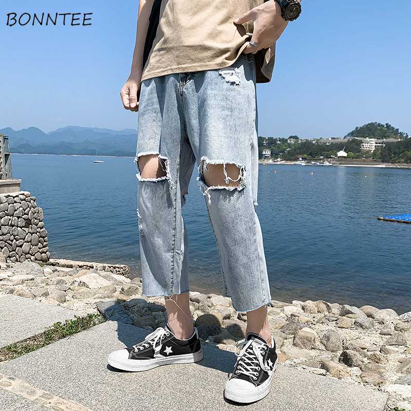 Jeans Men Loose Calf-Length Knee Hole Summer Thin Harajuku Trendy Ripped Vintage Hip Hop Male Streetwear All-match Chic Trousers, Light blue
Jeans Men Loose Calf-Length Knee Hole Summer Thin Harajuku Trendy Ripped Vintage Hip Hop Male Streetwear All-match Chic Trousers, Light blue