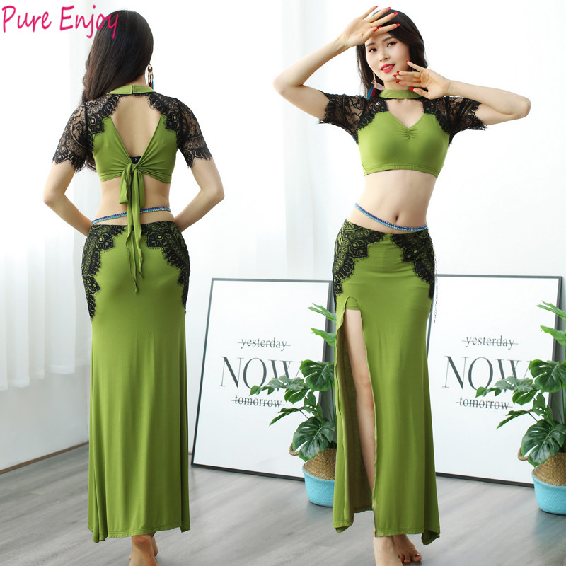 Belly dancing clothing women new dance suit sexy lace stitching modal girls beginners belly dance costume set Team performance, Green
Belly dancing clothing women new dance suit sexy lace stitching modal girls beginners belly dance costume set Team performance, Green