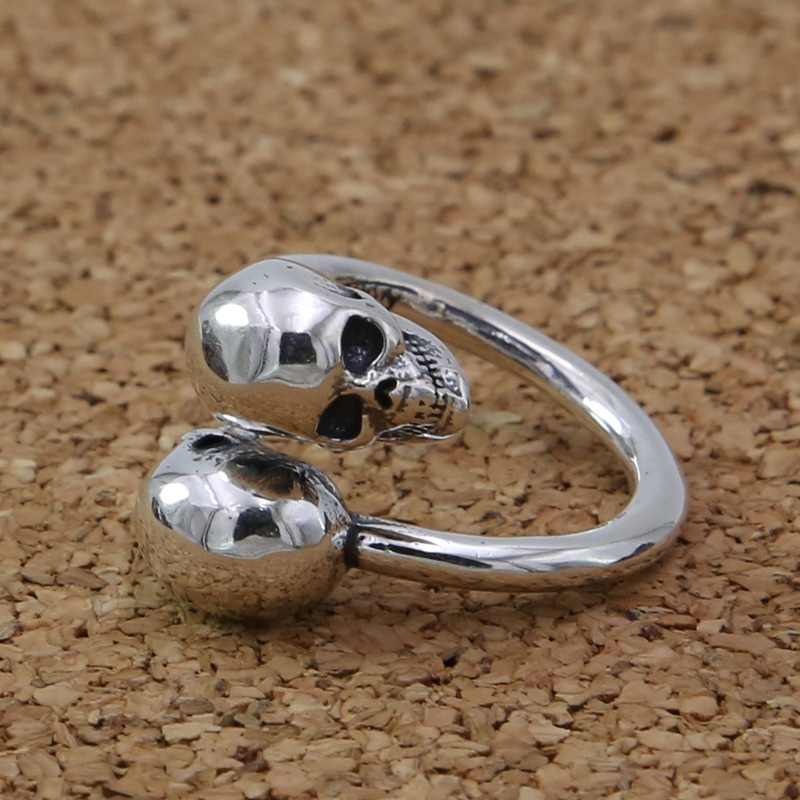 vintage style 925 sterling silver handmade designer jewelry American European antique silver punk crosses skull adjustable rings men women