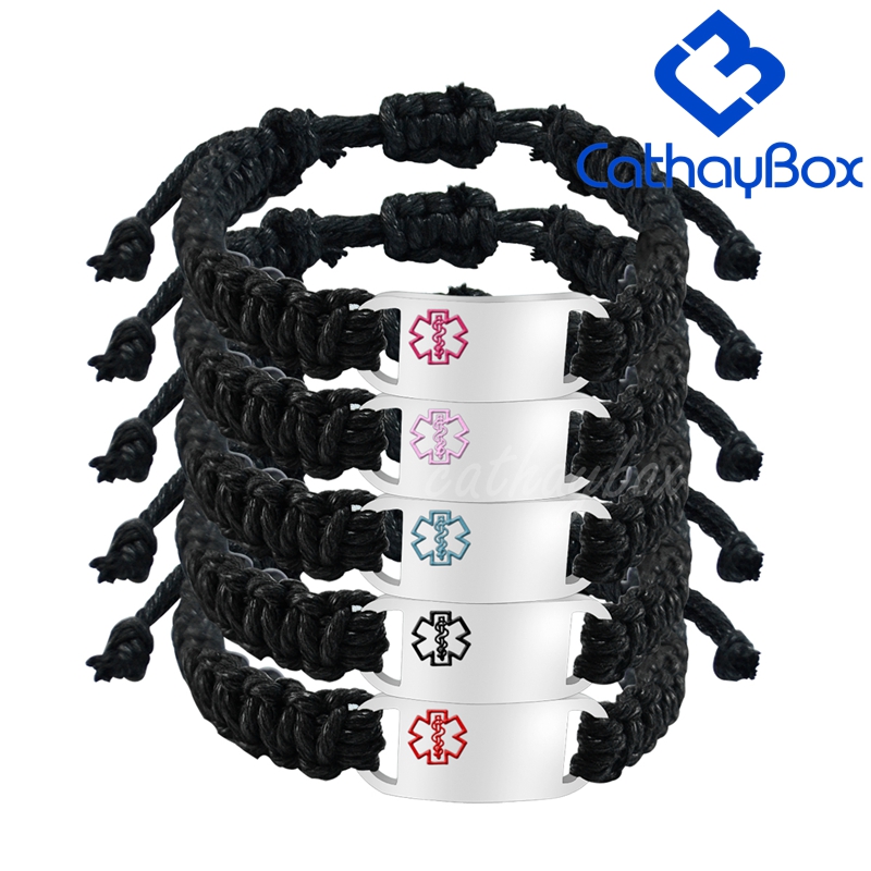 Unisex Hand Braided Black Bracelet With High Polished Stainless Steel Alert Plaque
Unisex Hand Braided Black Bracelet With High Polished Stainless Steel Alert Plaque