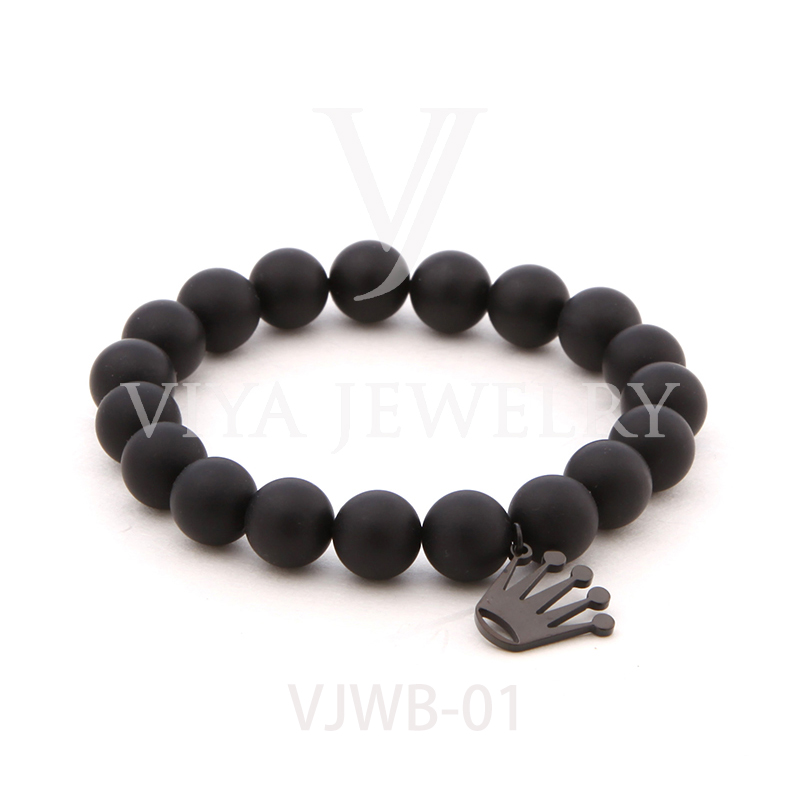 Fashion Charms Crown Bracelet with MaBlack Onyx Beads Cool Black Men Beads Bracelet Crown Charms Best Gift With Box
Fashion Charms Crown Bracelet with MaBlack Onyx Beads Cool Black Men Beads Bracelet Crown Charms Best Gift With Box