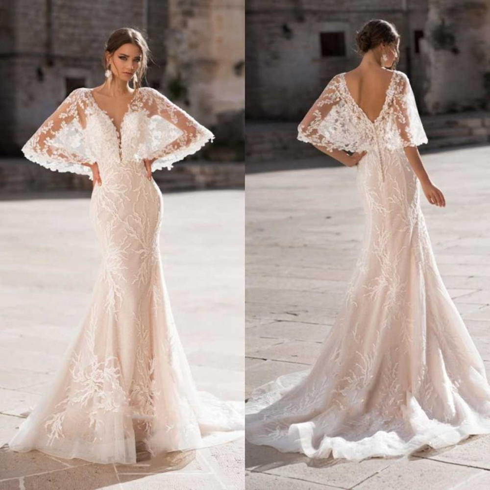 Naviblue 2021 Wedding Dresses V Neck Long Sleeves Lace Appliques Bridal Gowns Custom Made Backless Sweep Train Mermaid Wedding Dress, White
Naviblue 2021 Wedding Dresses V Neck Long Sleeves Lace Appliques Bridal Gowns Custom Made Backless Sweep Train Mermaid Wedding Dress, White