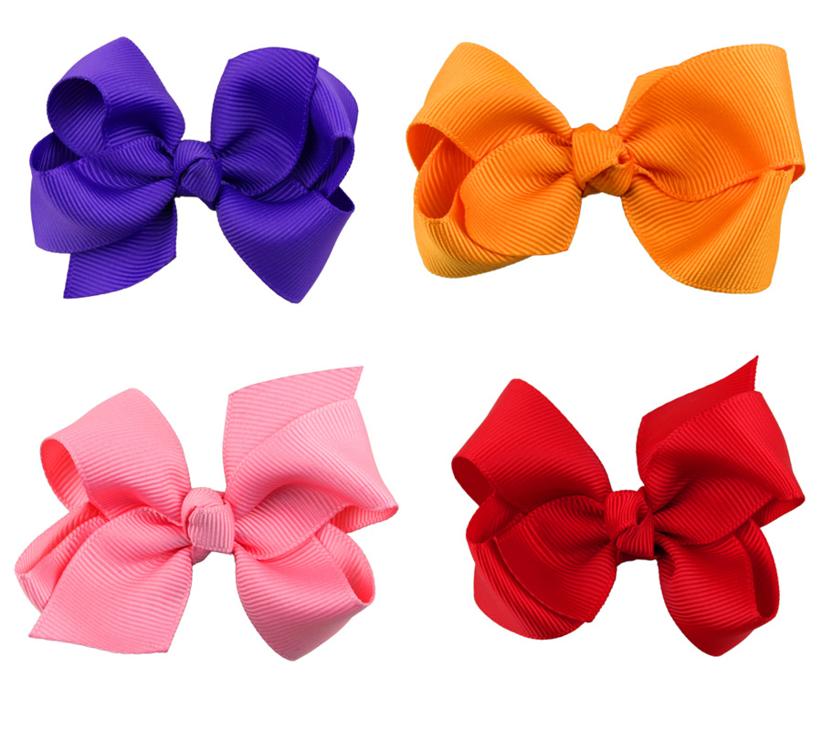 200 pcs hot sale Korean 3 INCH Grosgrain Ribbon Hairbows Baby Girl Accessories With Clip Boutique Hair Bows Hairpins Hair ties
