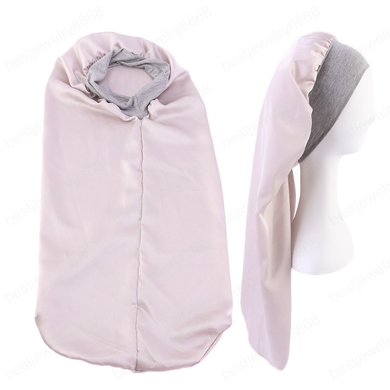 New Women Wide Band Satin Bonnet Sleep Night Cap Silk Long Tube Beauty Ladies Hair Care Caps Hair Protector