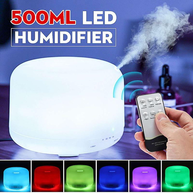 Air Humidifier Essential Oil Diffuser 500ML Ultrasonic Mist Maker Fogger Humidifier LED Lamp Aroma Diffuser Time+Remote Control
Air Humidifier Essential Oil Diffuser 500ML Ultrasonic Mist Maker Fogger Humidifier LED Lamp Aroma Diffuser Time+Remote Control