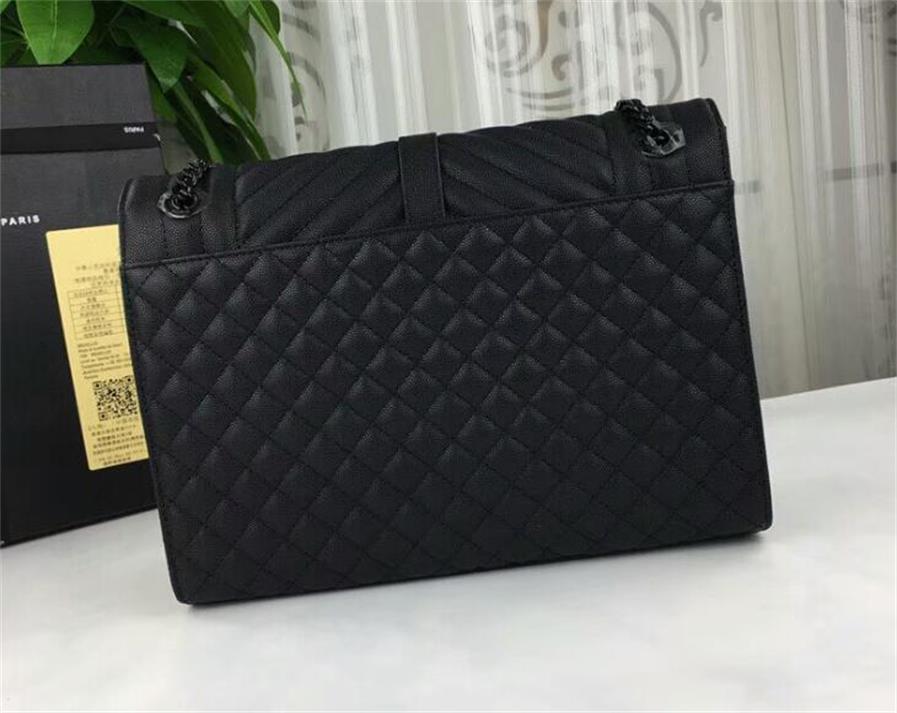 3A 487198 31cm Large Envelope Bag in Black Mixed Textured Leather,Calfskin Leather,Grosgrain Lining,Come with Dust Bag,Free Shipping