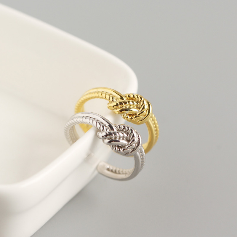 New design 925 sterling silver vintage jewelry minimalism hand-made designer women's knot adjustable rings Japanese South korea style