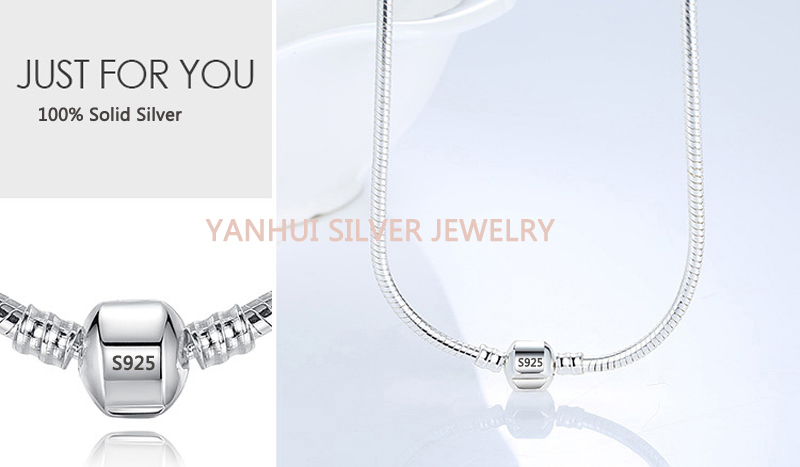 With Certificate 45/50/55/60CM 925 Solid Silver Snake Chain Necklace Fit Pendants Beads Charms DIY Gift Jewelry Accessories LJ200831