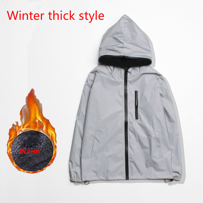 Men's Jackets Winter Fleece Warm 3M Full Reflective Light Hoodies Women Hip Hop Waterproof Windbreaker Hooded Streetwear Coats