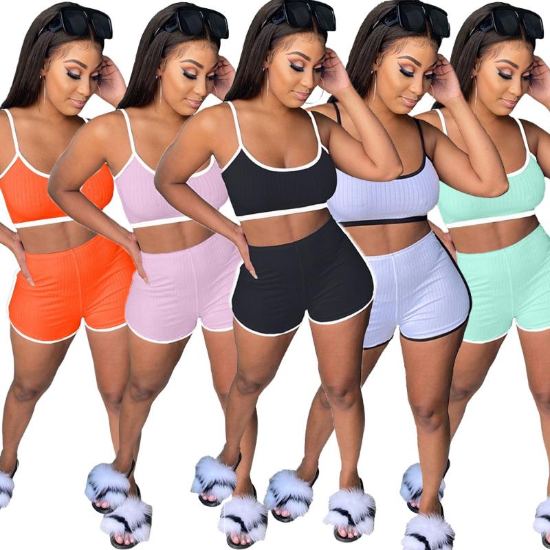 summer 2020 hot sale women sexy movement style sets sleeveless condole belt top elastic short pants pure color two piece sets, Black
summer 2020 hot sale women sexy movement style sets sleeveless condole belt top elastic short pants pure color two piece sets, Black