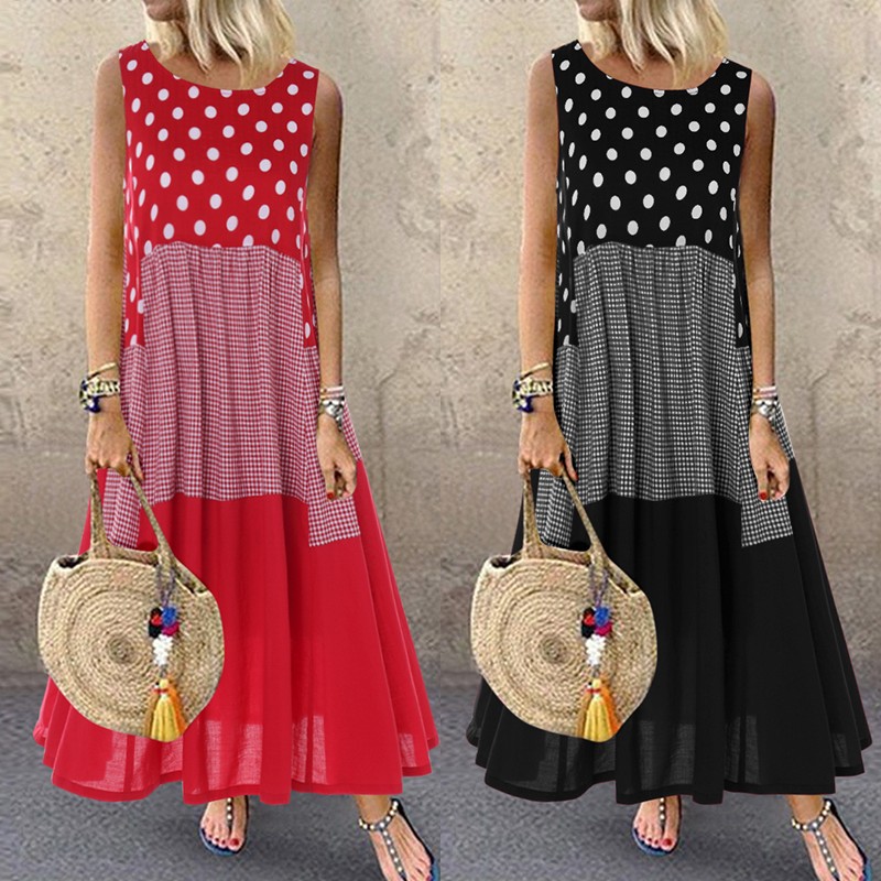 Women's Printed Sundress 2020 ZANZEA Bohemian Ruffle Maxi Dress Casual Sleeveless Polka Dot Tank Vestidos Female Stiching Robe, A black
Women's Printed Sundress 2020 ZANZEA Bohemian Ruffle Maxi Dress Casual Sleeveless Polka Dot Tank Vestidos Female Stiching Robe, A black