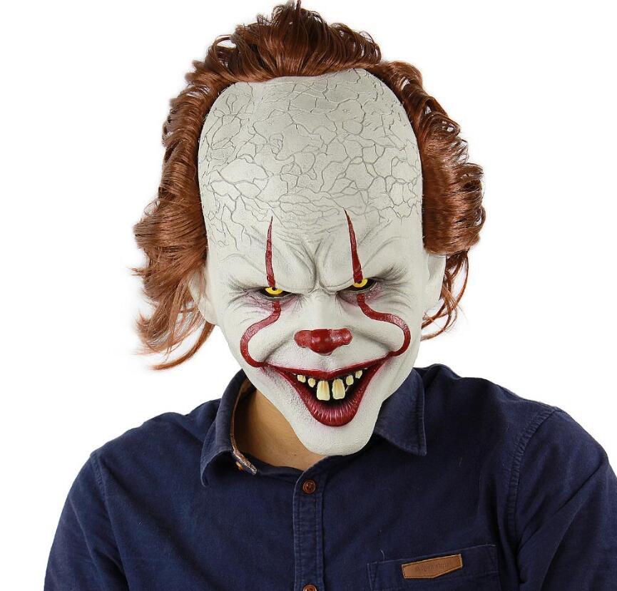 

Silicone Movie Stephen King's It 2 Joker Pennywise Mask Full Face Horror Clown Latex Mask Halloween Party Horrible Cosplay Prop Masks Jester