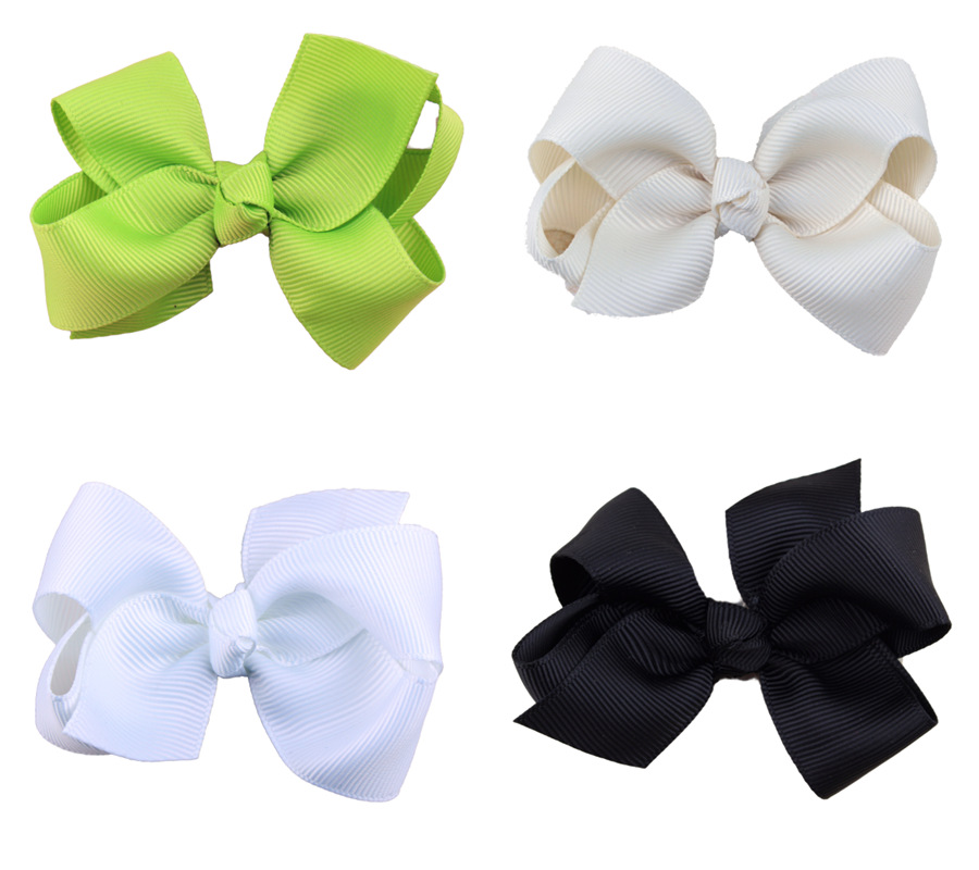 200 pcs hot sale Korean 3 INCH Grosgrain Ribbon Hairbows Baby Girl Accessories With Clip Boutique Hair Bows Hairpins Hair ties
