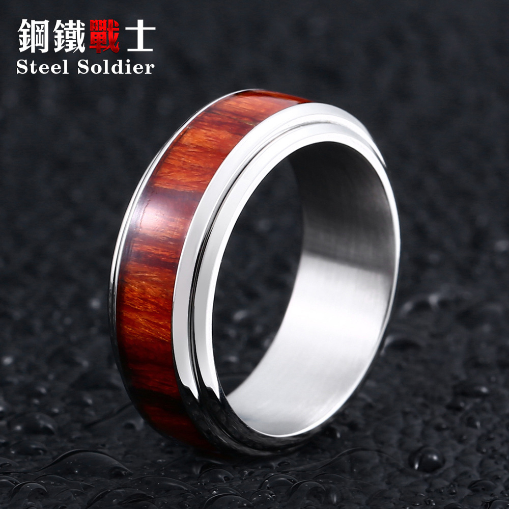 8mm Black titanium steel Ring Deer Antler and Koa Wood Inlay Wedding Band ring Free Shipping V191129