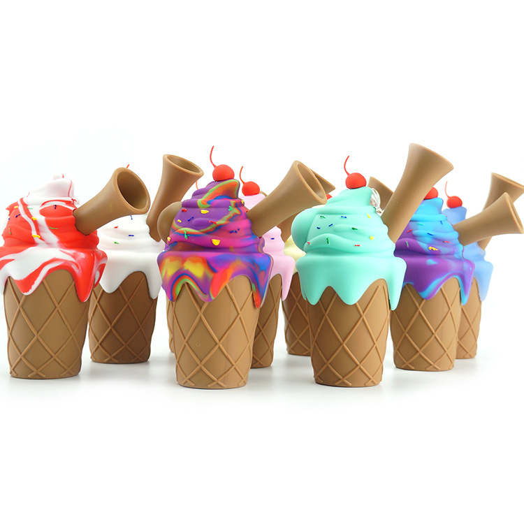 Ice cream silicone pipe with thick glass bowl vape smoke water bongs silicone dab rig New style bong
Ice cream silicone pipe with thick glass bowl vape smoke water bongs silicone dab rig New style bong