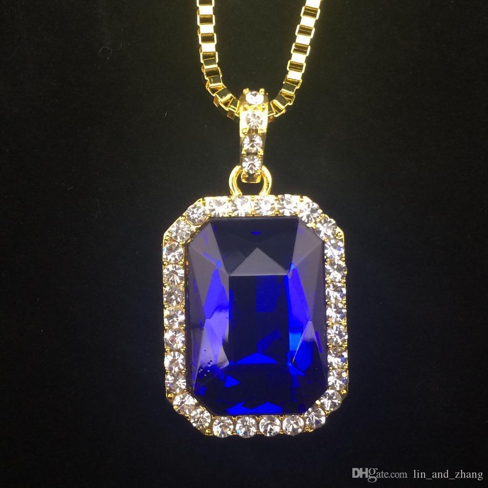 New Mens Bling Faux Lab Ruby Pendant Necklace 24" 30" Box Chain Gold Plated Iced Out Sapphire Rock Rap Hip Hop Jewelry For Gift
New Mens Bling Faux Lab Ruby Pendant Necklace 24" 30" Box Chain Gold Plated Iced Out Sapphire Rock Rap Hip Hop Jewelry For Gift