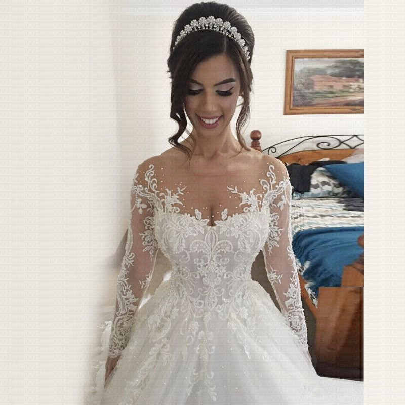 New Vestido De Novia Arabic Long Sleeve Wedding Dress 2020 Sheer Train Lace Robe De Mariage Wedding Gowns Bride Dress trouwjurk, White
New Vestido De Novia Arabic Long Sleeve Wedding Dress 2020 Sheer Train Lace Robe De Mariage Wedding Gowns Bride Dress trouwjurk, White