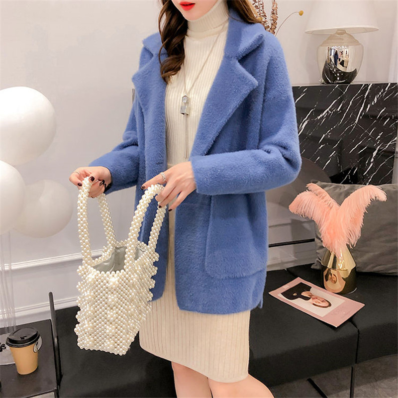 Autumn And Winter New Women's Longsleeved Mink Fur Coat Loose Easy Matching Thick Cardigan Fashion Solid Color Coat