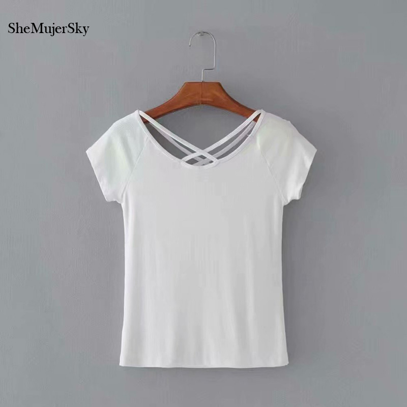 SheMujerSky Women White Tshirt Cross Slash Collar Tee 2020 Summer Elastic Casual Black Tshirts
SheMujerSky Women White Tshirt Cross Slash Collar Tee 2020 Summer Elastic Casual Black Tshirts