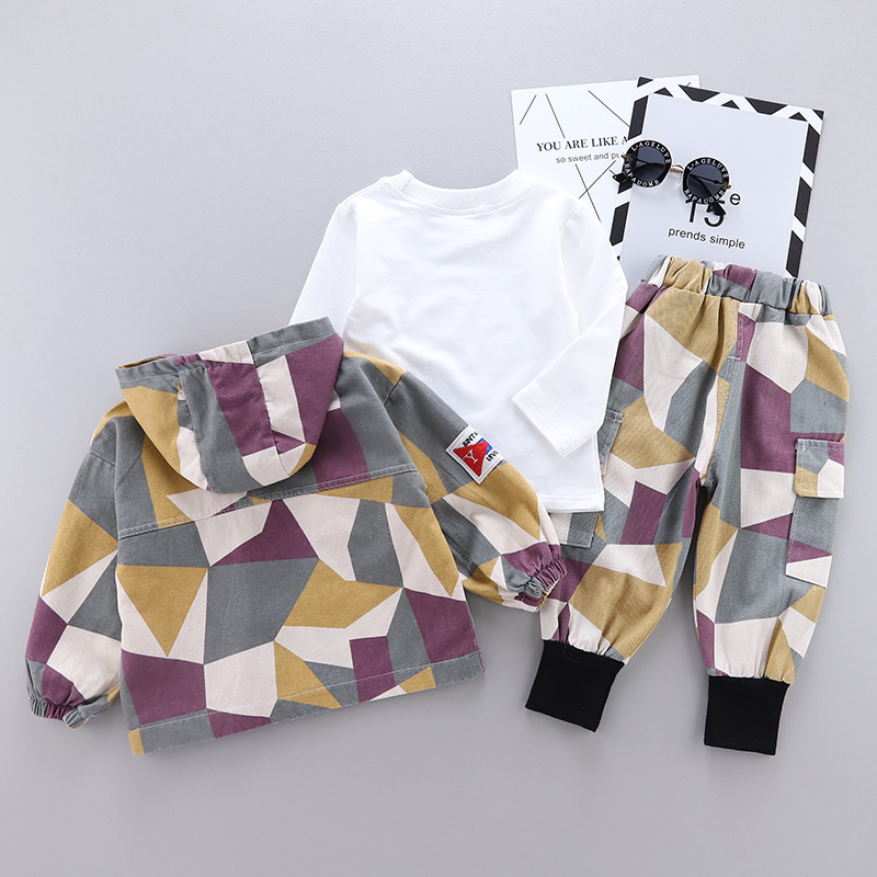 New Spring Children Active Clothes Baby Boys Girls Camouflage Zipper Jacket T Shirt Pants 3Pcs/sets Kids Infant Casual TracksuitX1019