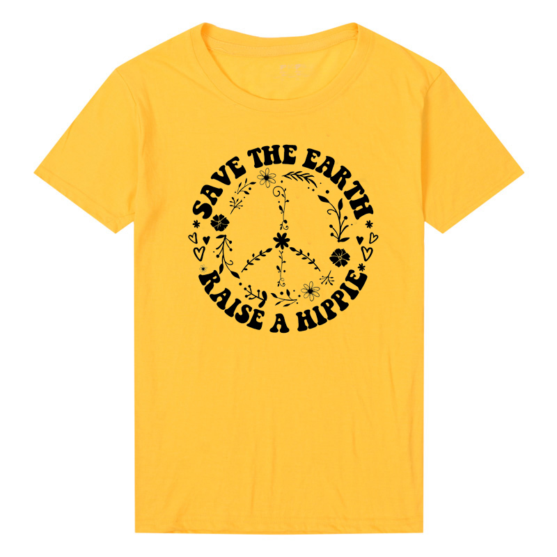 Save The Earth Raise A Hippie Womens Clothing Summer Fashion Kawaii Graphic T Shirt Cotton Shirt 90s Plus Size Top Drop Shipping