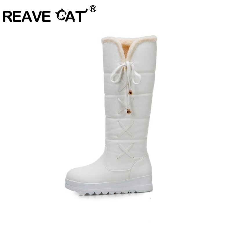 REAVECAT Winter Warm Snow Knee-high boot Round toe Platform down Lace-up Riband Solid Big size 33-44 Black White Casual A3175, White plush
REAVECAT Winter Warm Snow Knee-high boot Round toe Platform down Lace-up Riband Solid Big size 33-44 Black White Casual A3175, White plush