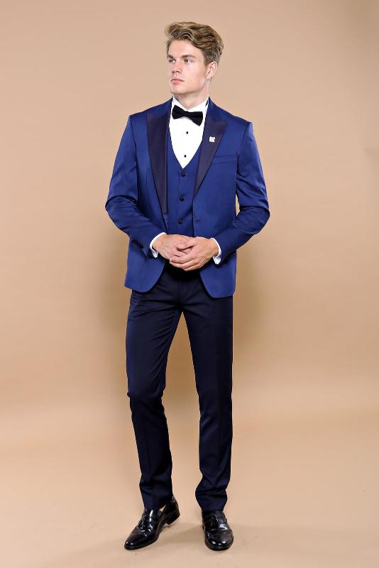 Decorated Navy Blue Groom Wear Men Suit Wessi 
Decorated Navy Blue Groom Wear Men Suit Wessi