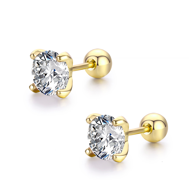4Colors Cute Round Cut CZ Stone Screw Back Stud Earrings For Women Baby Kids Girls Gold Color Piercing Jewelry Oorbellen Aros
4Colors Cute Round Cut CZ Stone Screw Back Stud Earrings For Women Baby Kids Girls Gold Color Piercing Jewelry Oorbellen Aros