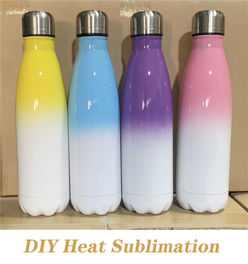 DIY Heat Sublimation 500ml Cola Shape Bottle Stainless Steel Water Bottle Colorful Outdoor Travel Sports Mug Free shipping